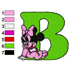 B Minnie Mouse Disney Baby Alphabet Embroidery Design